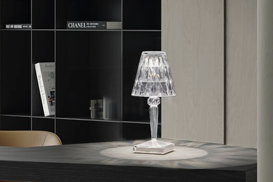 Lampe de table en verre transparente pour la chambre à coucher